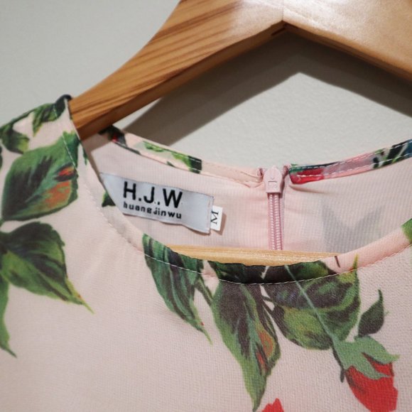 HJW Mid Length Floral‎ Sheer Dress Size M - Picture 3 of 6